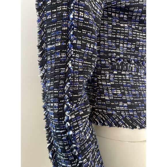 Banana Republic Women's Black Blue Tweed Zip Front Blazer Size 2 - Picture 5 of 8